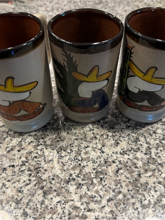 handmade in mexico Other - Hand-Painted Ceramic Shot Glasses - Brown Interior with Gray Exterior